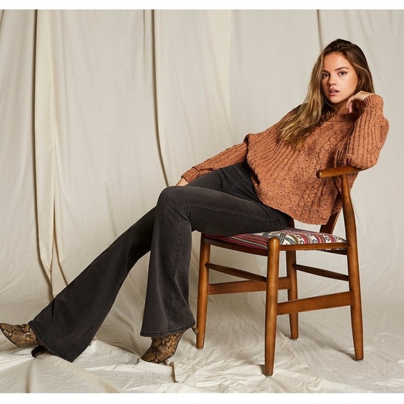 We the free x free people flare pull on jeans/pants size 26 reg faded black gray - Picture 1 of 3